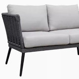 Outdoor Grey Rope 7-Seater Sofa Set With Glass Top Table
