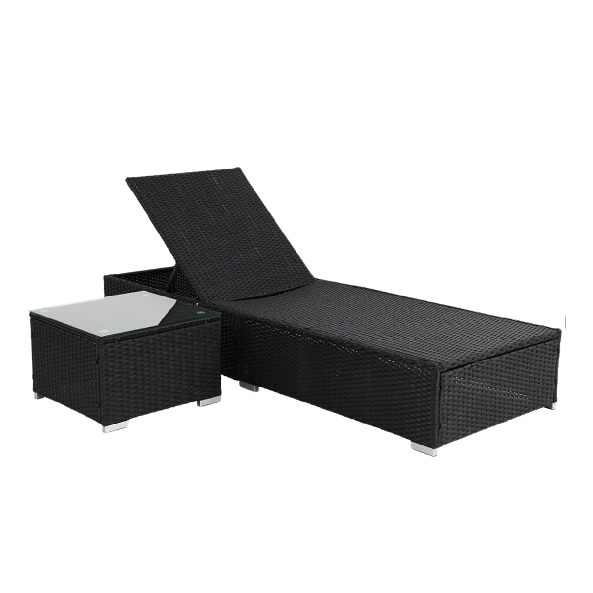 Outdoor Wicker Lounge Chair With Side Table