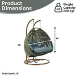 Double Seater Hanging Swing Chair (Dark Brown/Dark Grey)