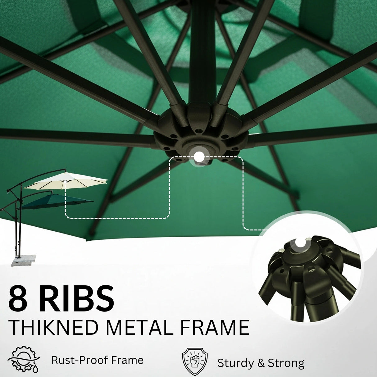 9 Ft Outdoor Offset Cantilever Patio Umbrella with Marble Base