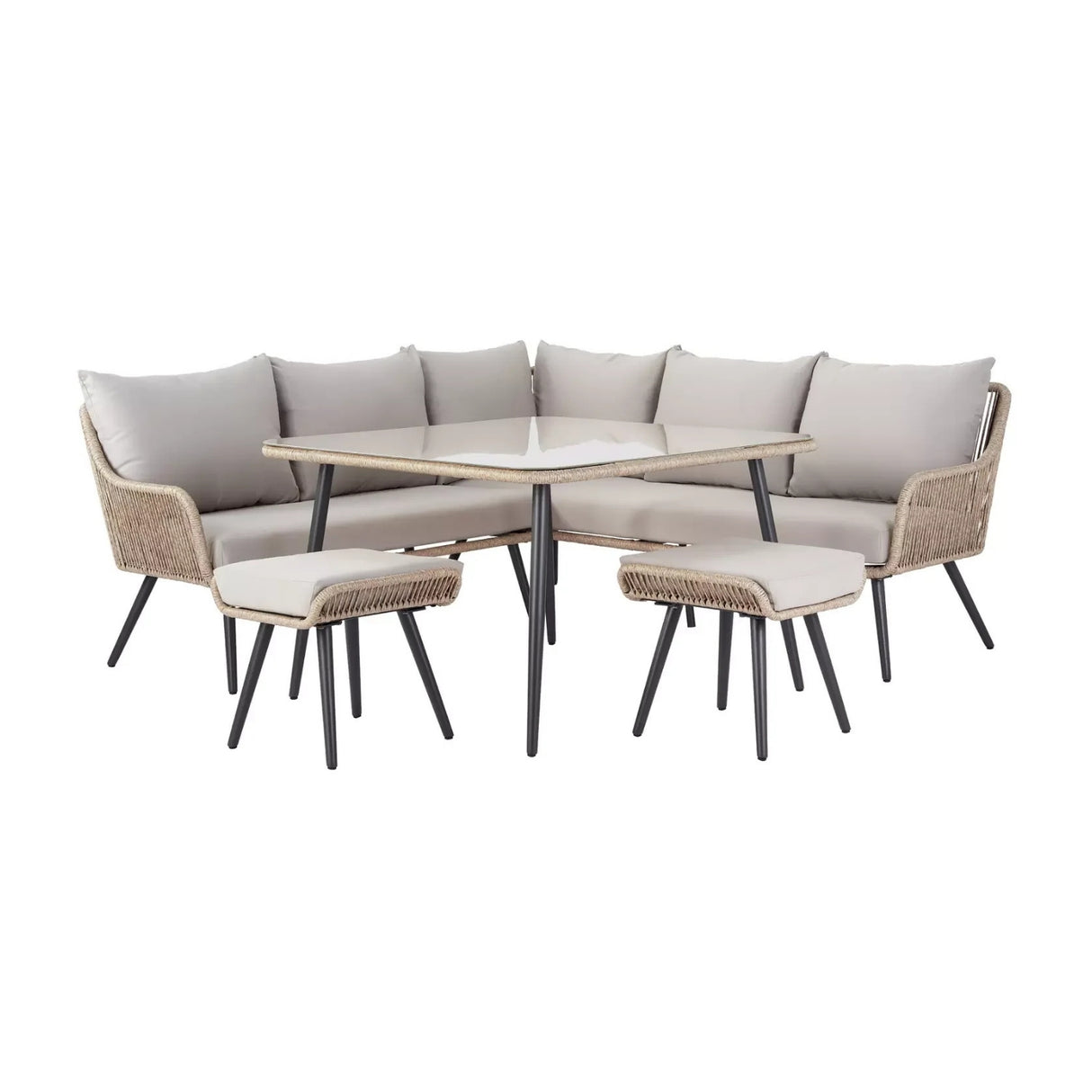 L-Shape Outdoor Rope Sofa Set