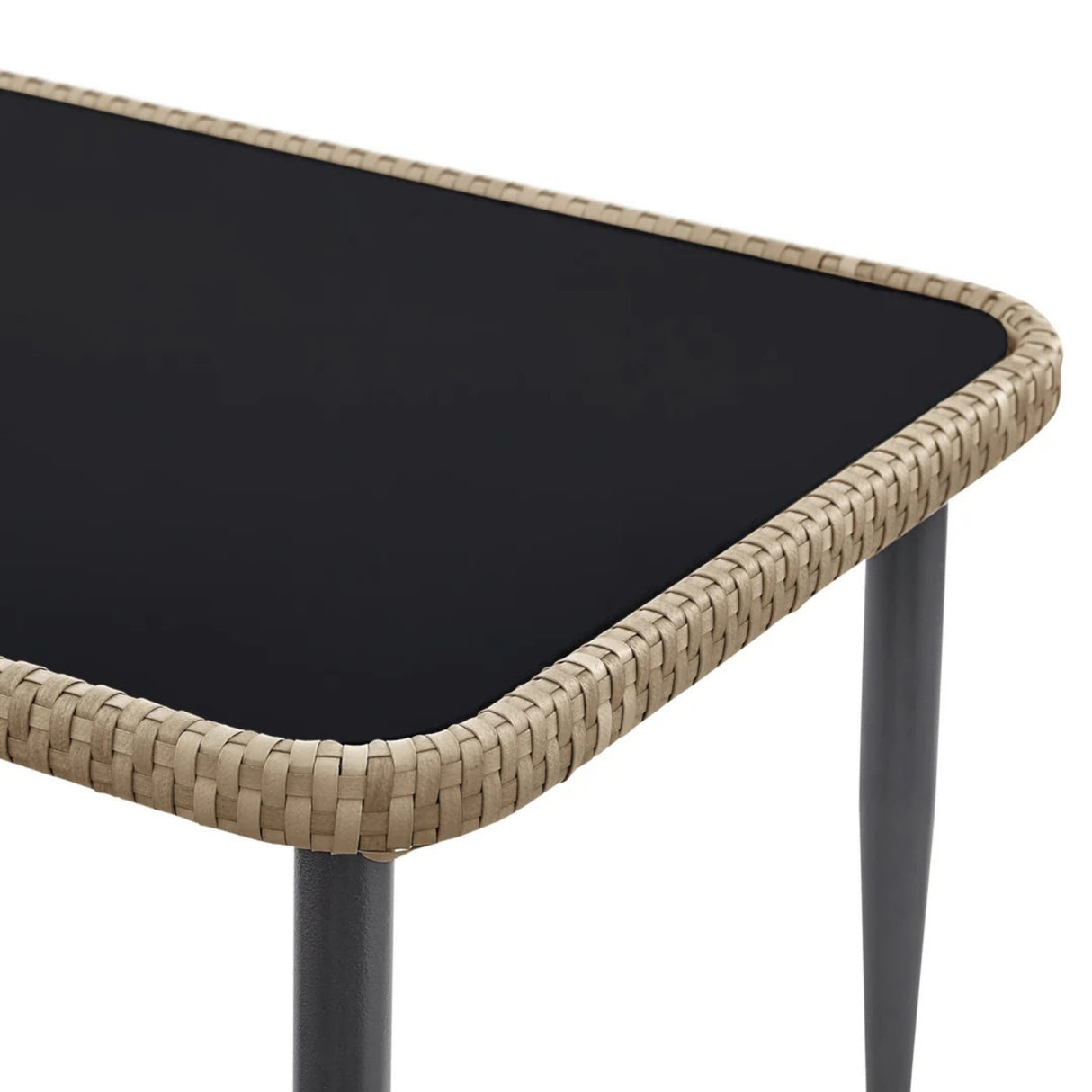 Outdoor Rope 4-Piece Patio Sofa Set with Glass Top Table (Beige/Cream)