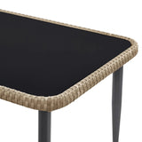 Outdoor Rope 4-Piece Patio Sofa Set with Glass Top Table (Beige/Cream)