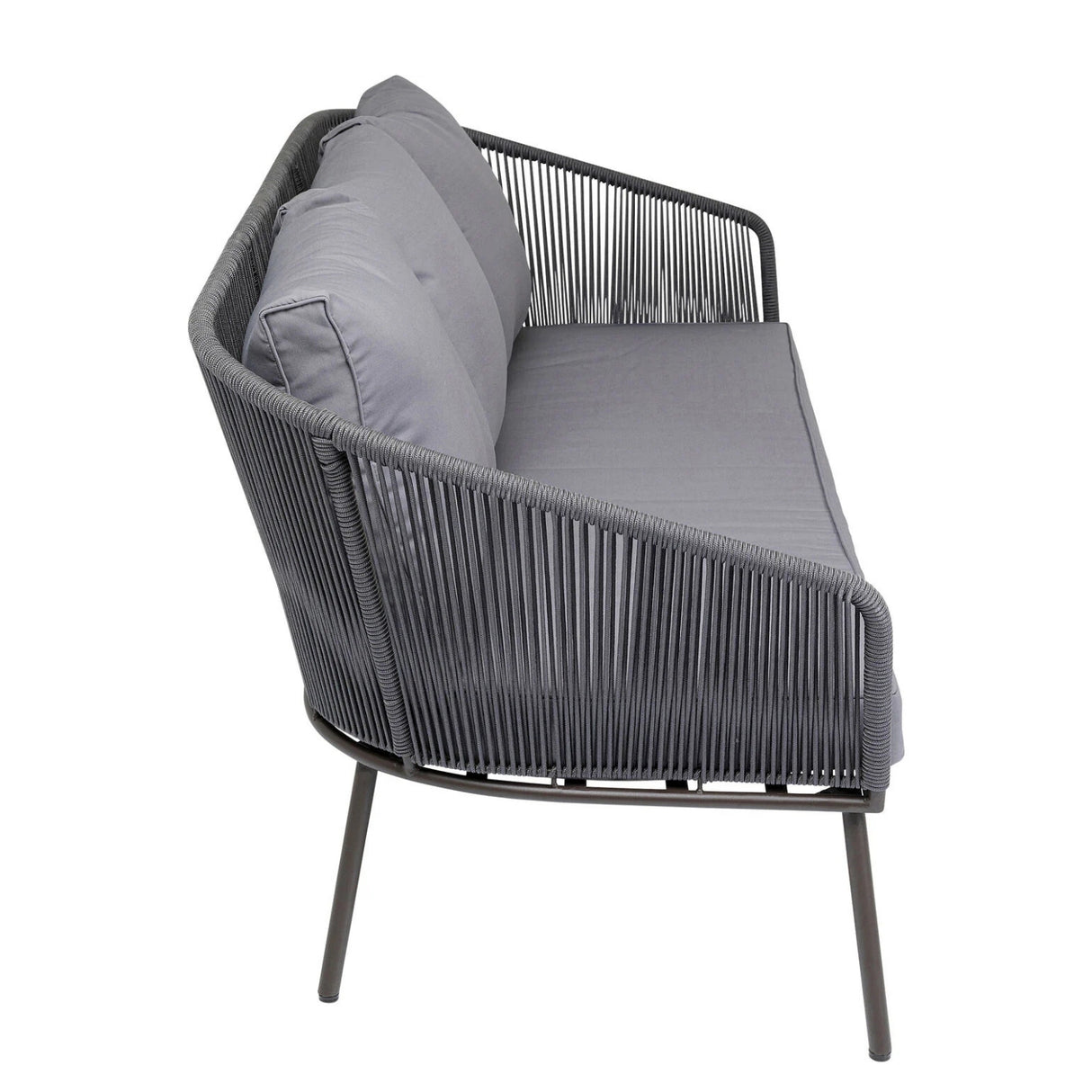 Outdoor Rope 5-Seater Patio Sofa Set with Glass Top Table (Grey)