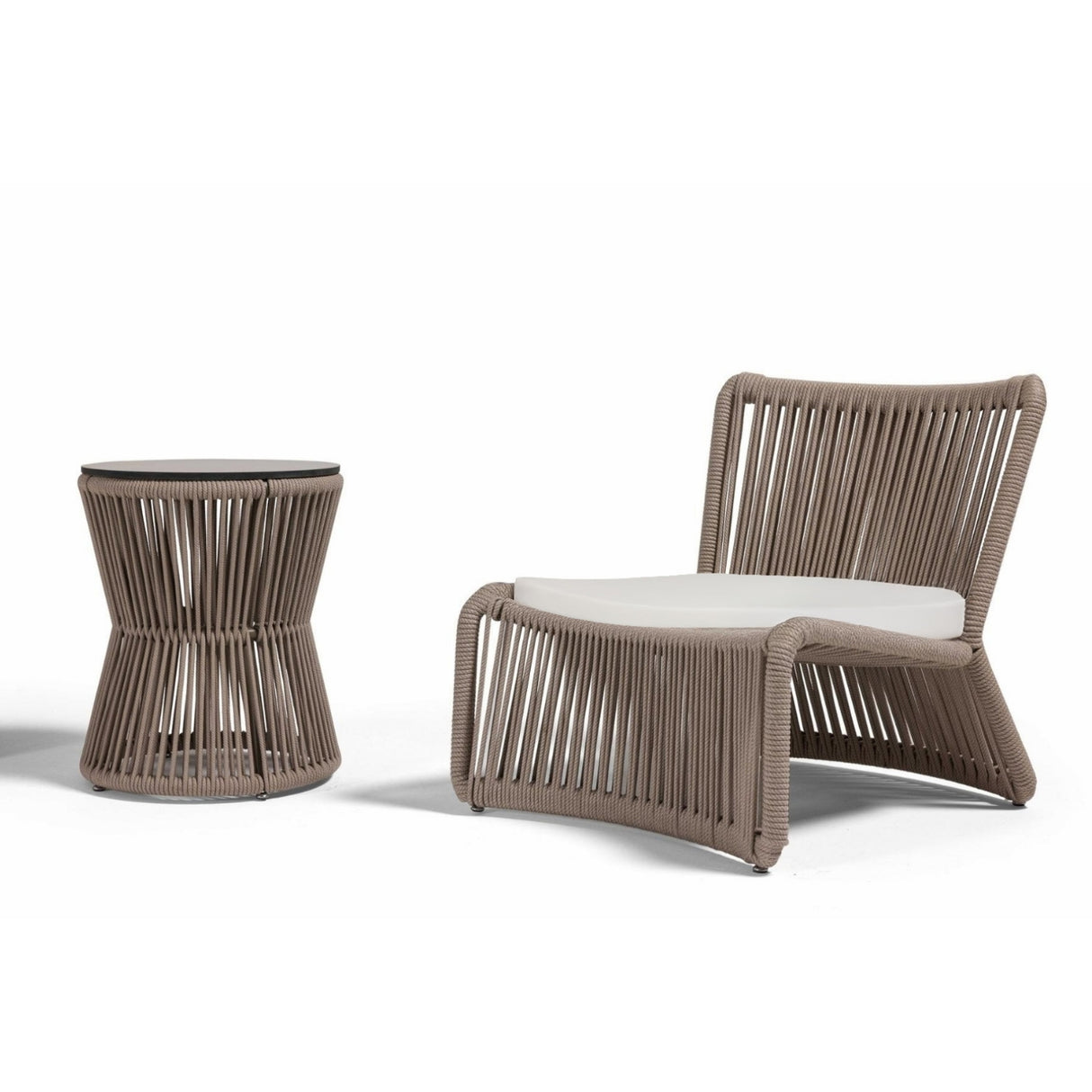 3-Piece Outdoor Beige Rope Patio Set