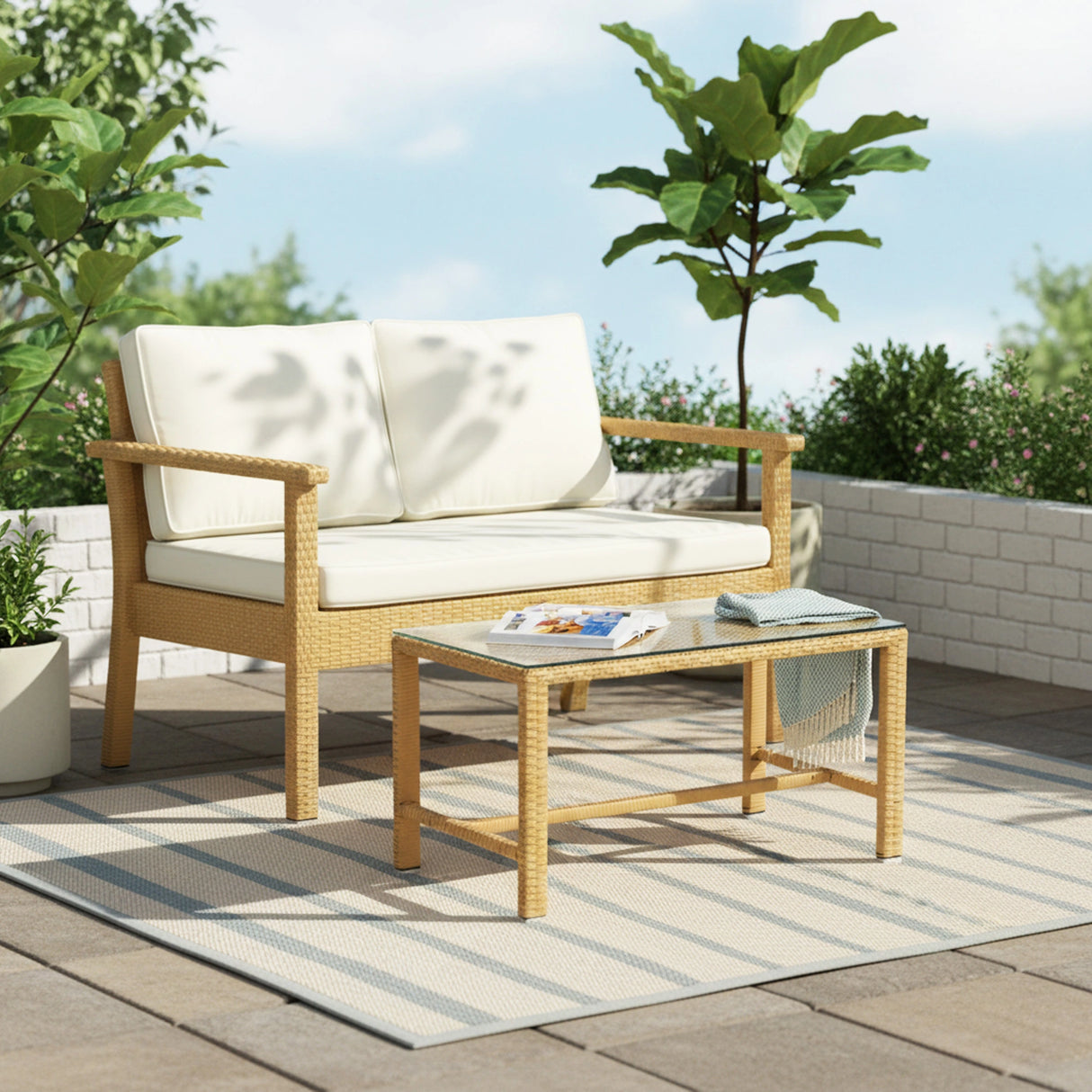 4 Pieces Patio Furniture Set, Outdoor Sectional Sofa