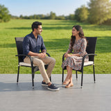2-Piece Outdoor Rattan Wicker Patio Dining Chairs