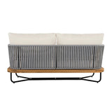 Outdoor 6-Piece Rope Woven Conversation Sofa Set with Wooden Top Table