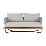 Outdoor 6-Piece Rope Woven Conversation Sofa Set with Wooden Top Table
