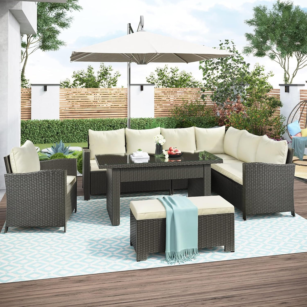 5-Piece Outdoor Patio Furniture Set with Dining Table and Chairs