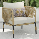 Outdoor Rope 5-Seater Sofa Set With Glass Top Table