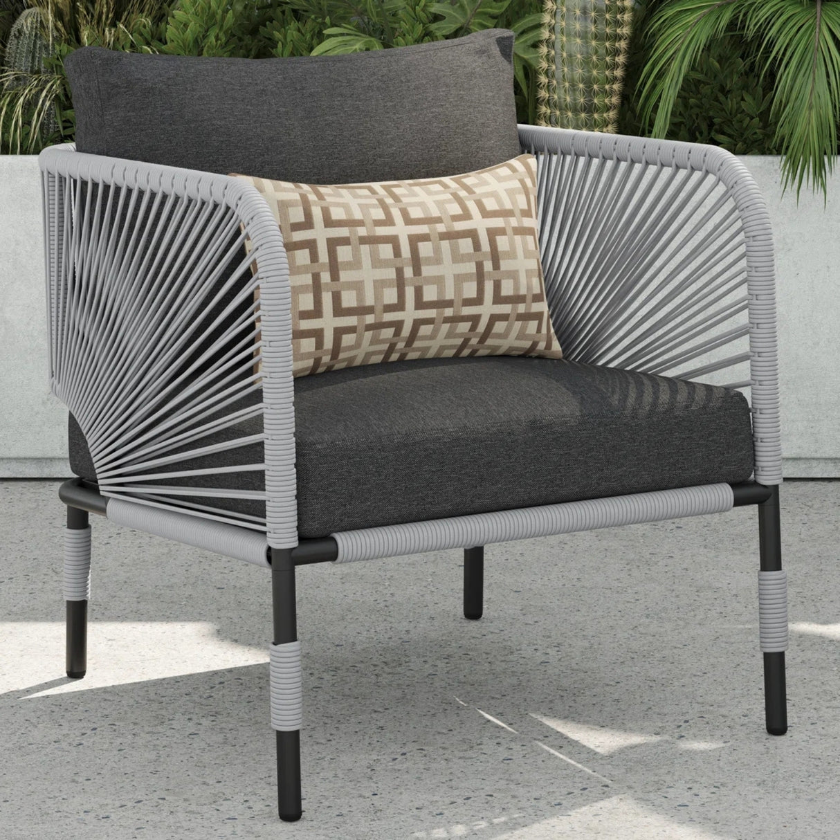Outdoor Rope 5-Seater Sofa Set With Glass Top Table