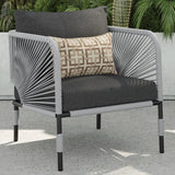 Outdoor Rope 5-Seater Sofa Set With Glass Top Table