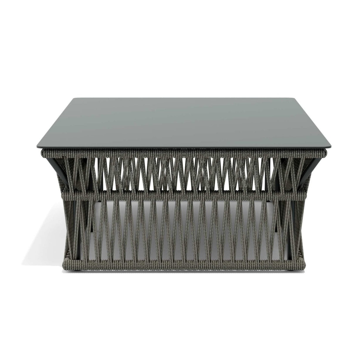 Outdoor Rope 7-Seater Sofa Set With Glass Top Table