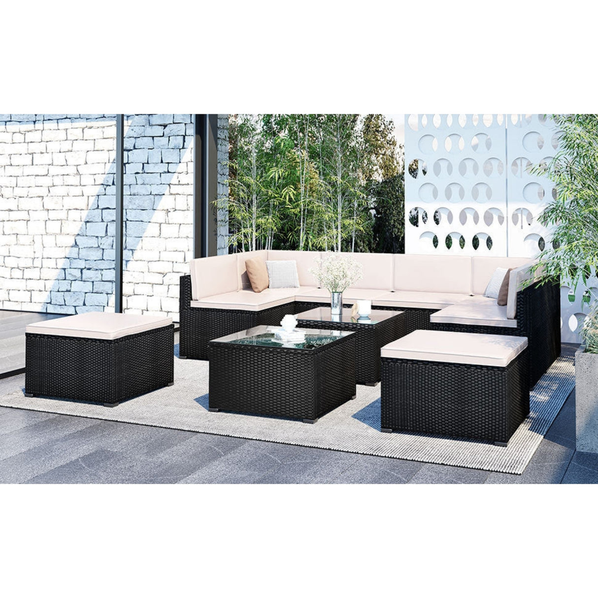 8 Pieces Sectional Wicker Furniture Set