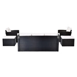 6 Piece Outdoor Conversation Set All Weather Wicker Sectional Sofa