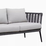 Outdoor Grey Rope 7-Seater Sofa Set With Glass Top Table