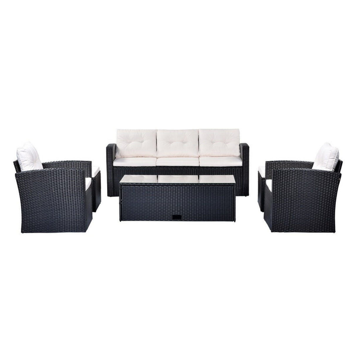 6 Piece Outdoor Conversation Set All Weather Wicker Sectional Sofa