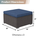 Outdoor Rattan Wicker 2-Piece Ottoman Set