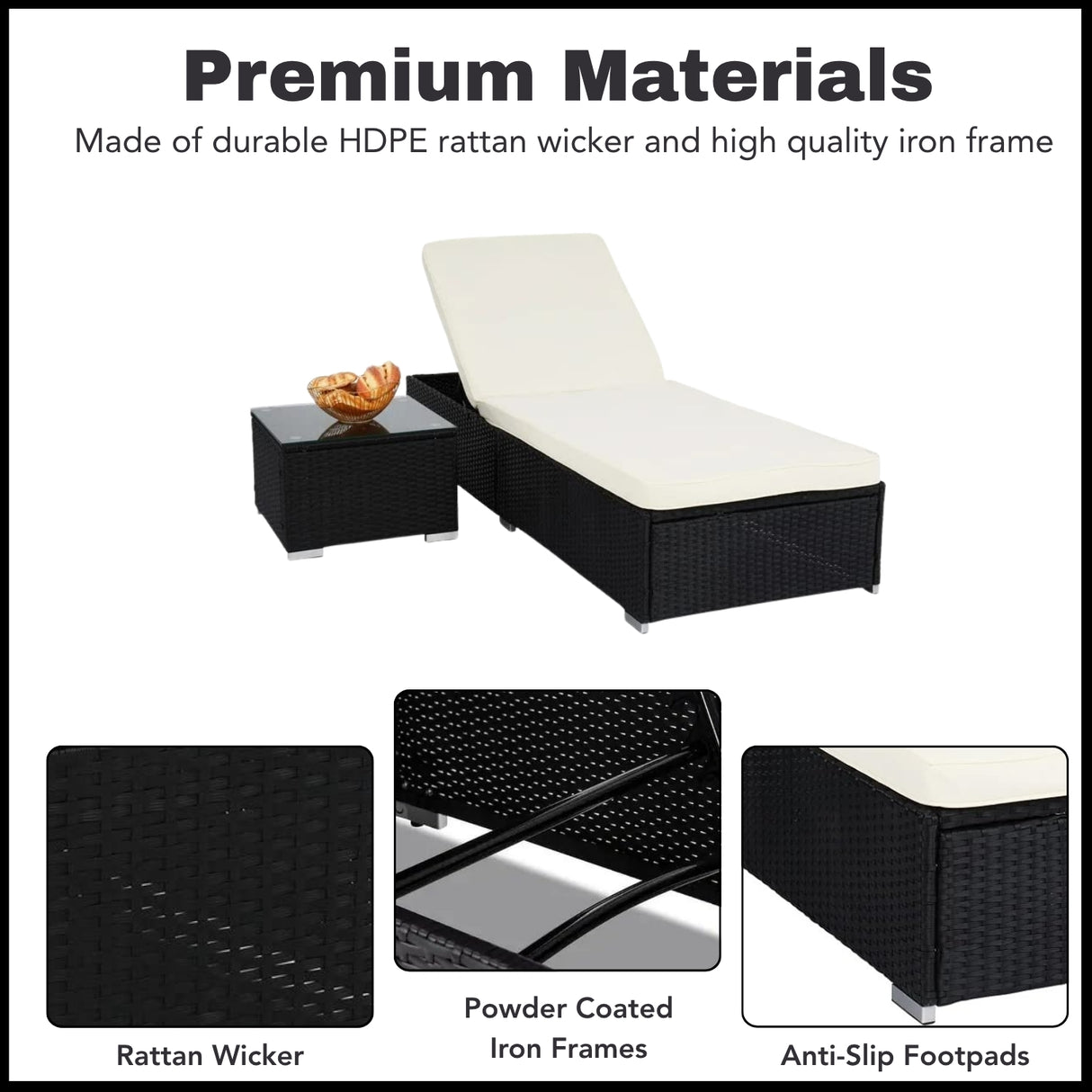 Outdoor Wicker Lounge Chair With Side Table