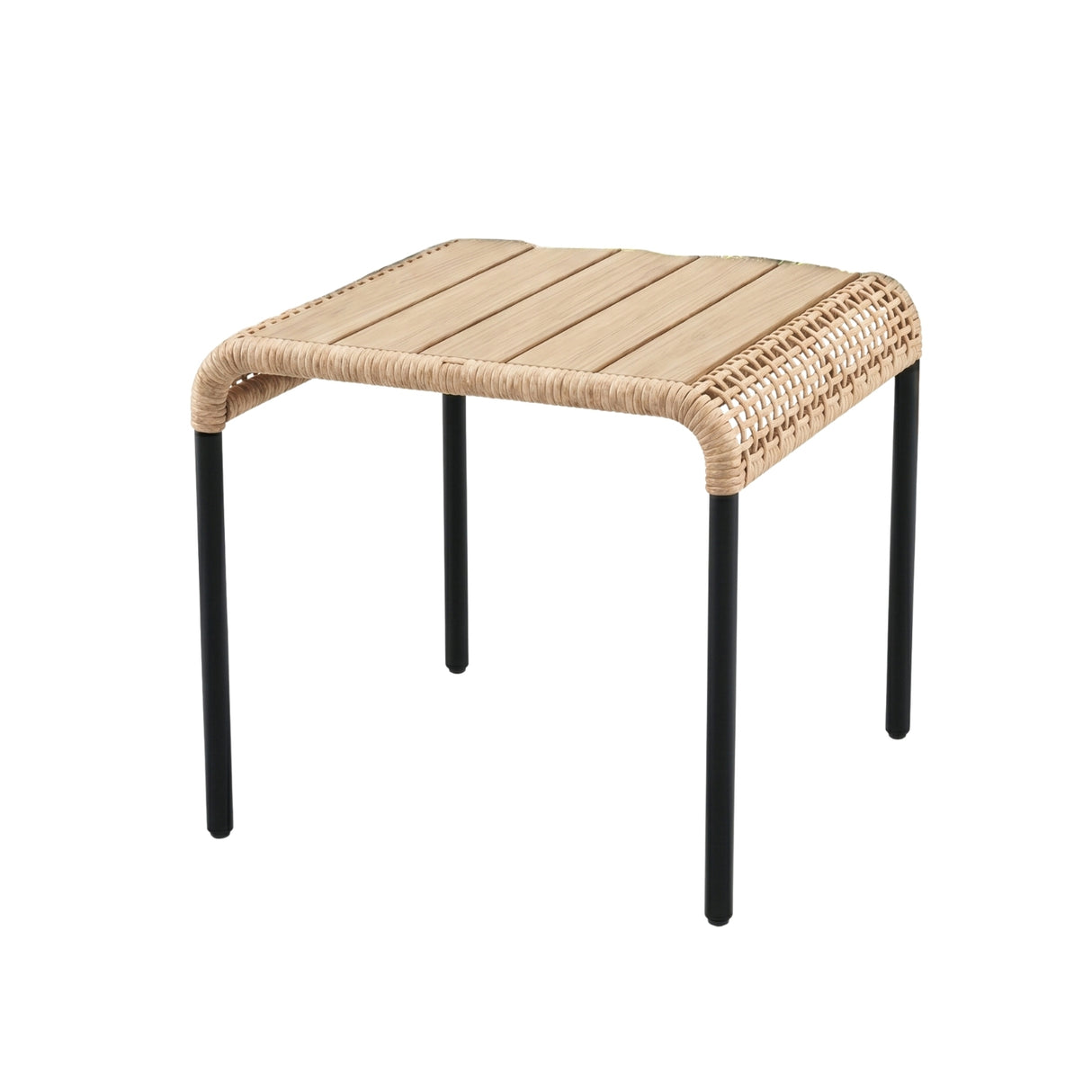 Outdoor Wicker 3-Piece Patio Furniture Set with Wooden Top Table