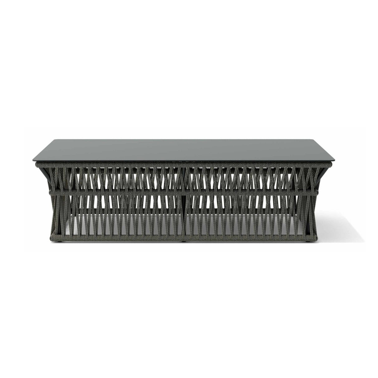 Outdoor Rope 7-Seater Sofa Set With Glass Top Table