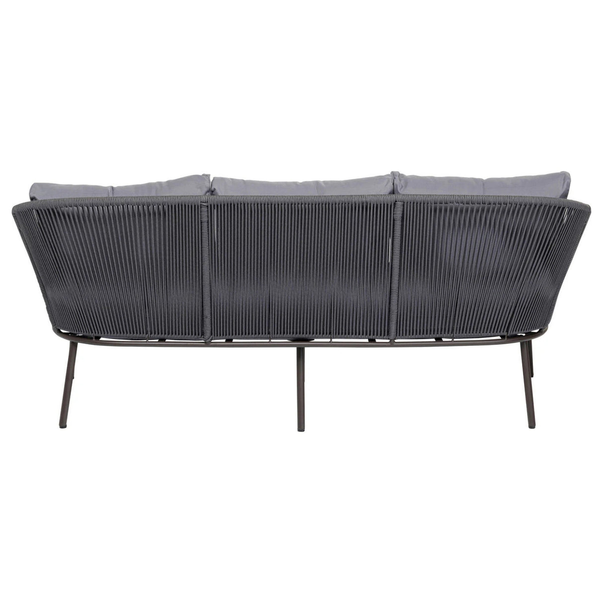 Outdoor Rope 5-Seater Patio Sofa Set with Glass Top Table (Grey)