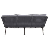 Outdoor Rope 5-Seater Patio Sofa Set with Glass Top Table (Grey)