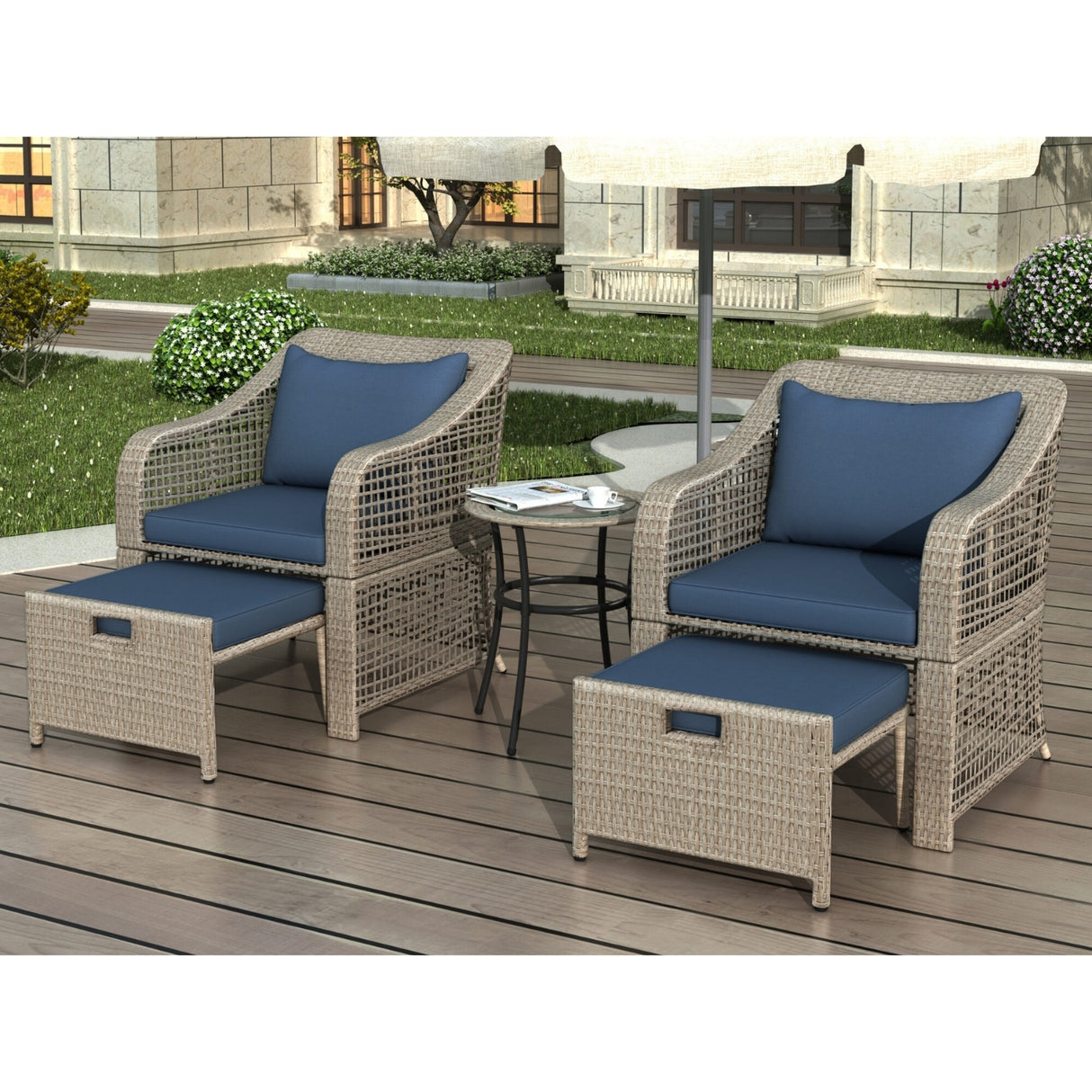Outdoor Rattan Wicker 5 Piece Patio Sofa Set