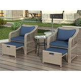 Outdoor Rattan Wicker 5 Piece Patio Sofa Set