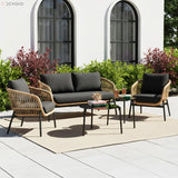Outdoor 4 Seater Rope Conversation Sofa Set