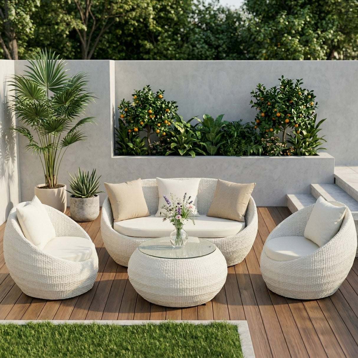 4-Piece Outdoor Rattan Wicker Patio Sofa Set