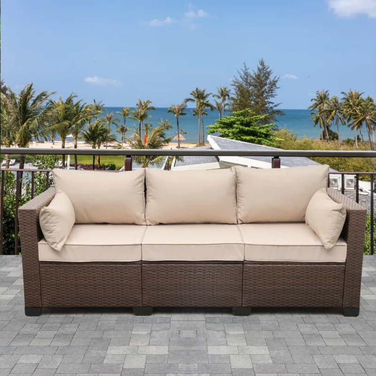 3-Seater Outdoor Rattan Wicker Patio Sofa