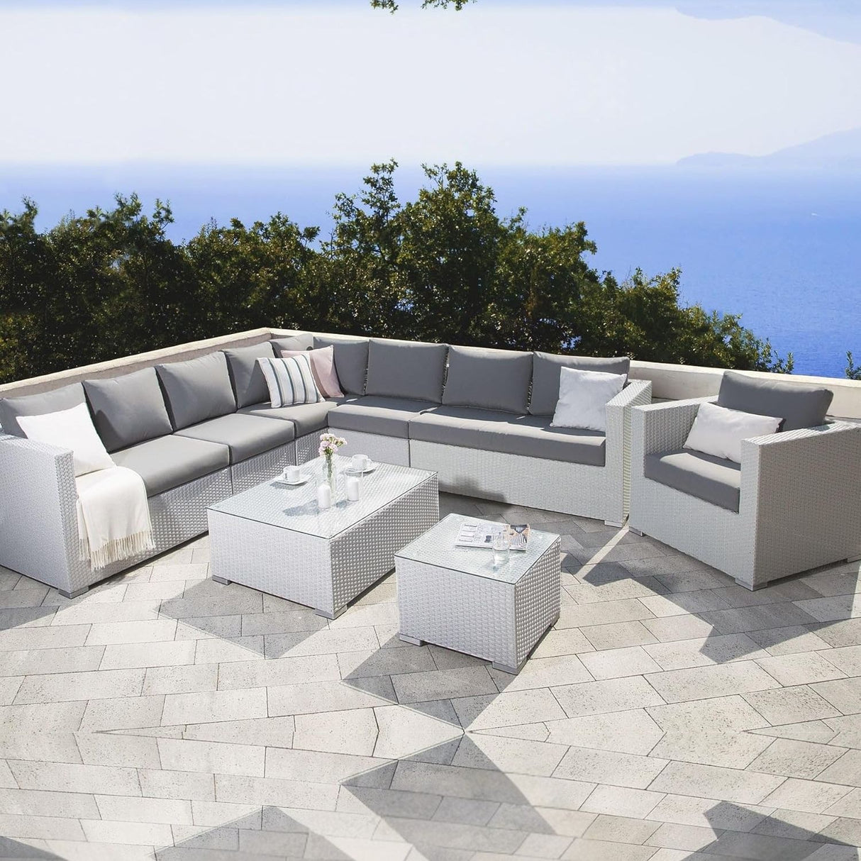 7-Piece L-Shaped Outdoor Sectional Sofa