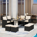 9-Piece Outdoor Patio Rattan Dining Set