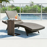 Outdoor All-Weather HDPE Wicker Rattan Sunlounger Recliner with Side Table