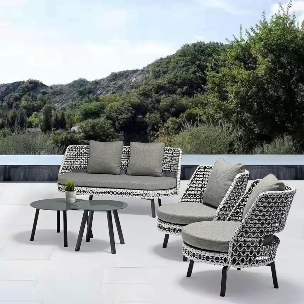 Outdoor Double Tone Rattan Wicker  Sofa Set