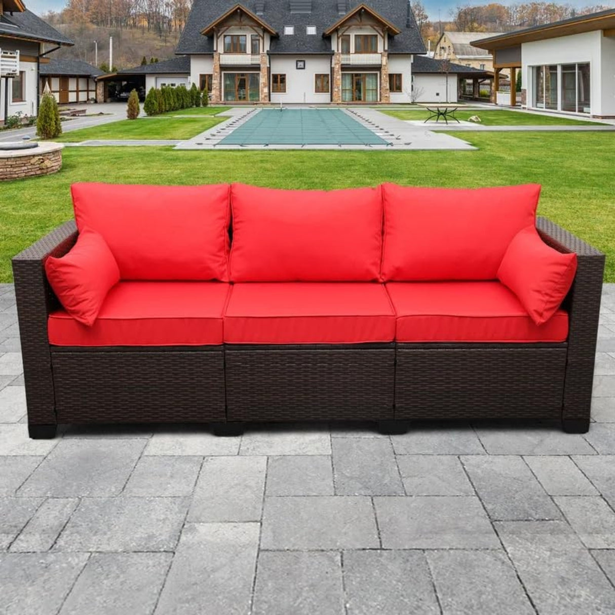3-Seater Outdoor Rattan Wicker Patio Sofa