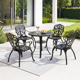 Outdoor Cast Aluminum 5-Piece Patio Conversation Set (Black)