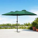 15FT Double-Sided Outdoor Patio Umbrella with Granite Base (Green)