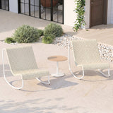 Outdoor Rope Patio Conversation Set with 2 Lounge Chairs & Round Center Table