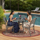 Outdoor 4-Piece Cast Aluminum Patio Bistro Set (Grey)
