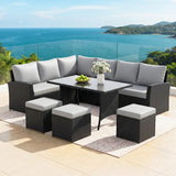 6-Piece All-Weather Wicker Patio Furniture Set (Black/Grey)