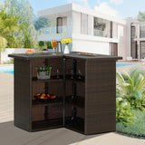 Outdoor Rattan Wicker Bar Table With Storage Selves