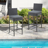 Outdoor Rattan Wicker Bar Chairs Set of 2