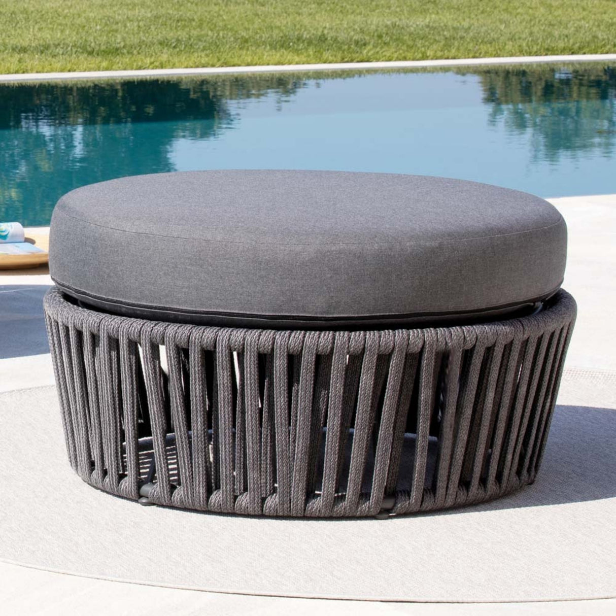 Round Outdoor Rope Footstool