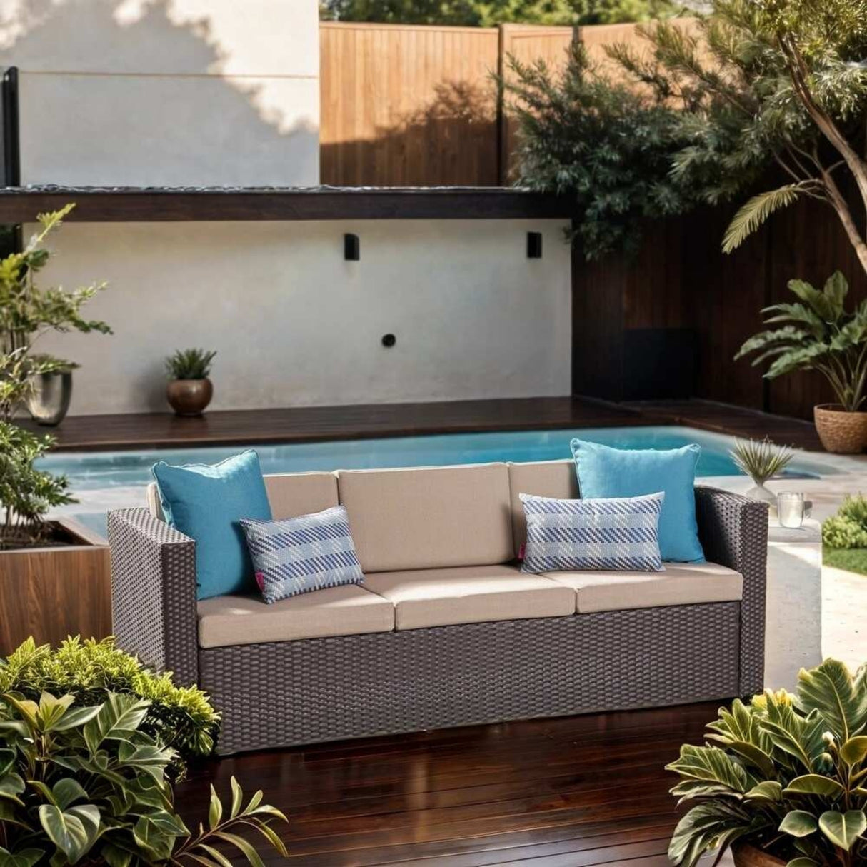 Outdoor All-Weather Wicker 3-Seater Sofa