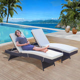 All-Weather HDPE Wicker Outdoor Chaise Lounge Chair Set of 2