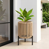 Outdoor Rope Planter with Metal Stand (Beige)