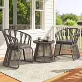 Outdoor Rope 3-Piece Patio Set (Grey & Dark Grey)